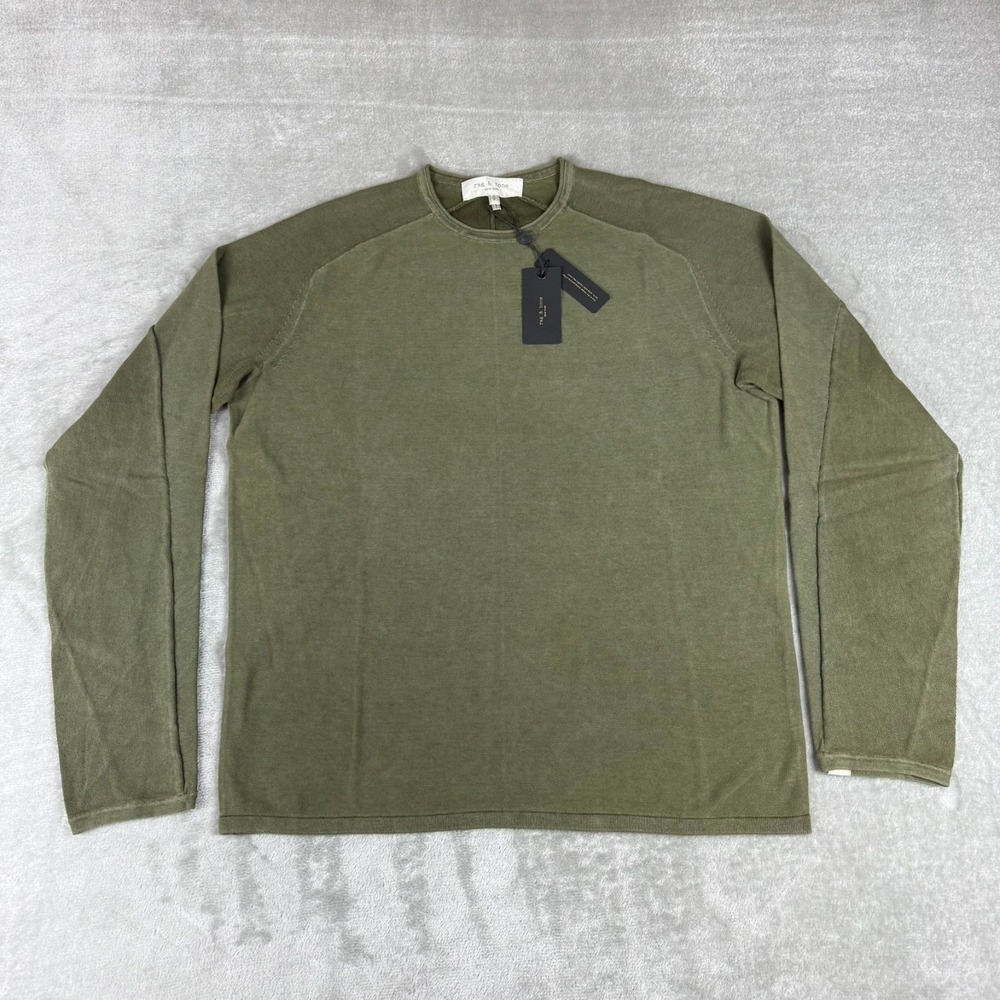 Rag & Bone Clayton Crewneck Sweater Mens Small Olive Night Green $250 New NWT
